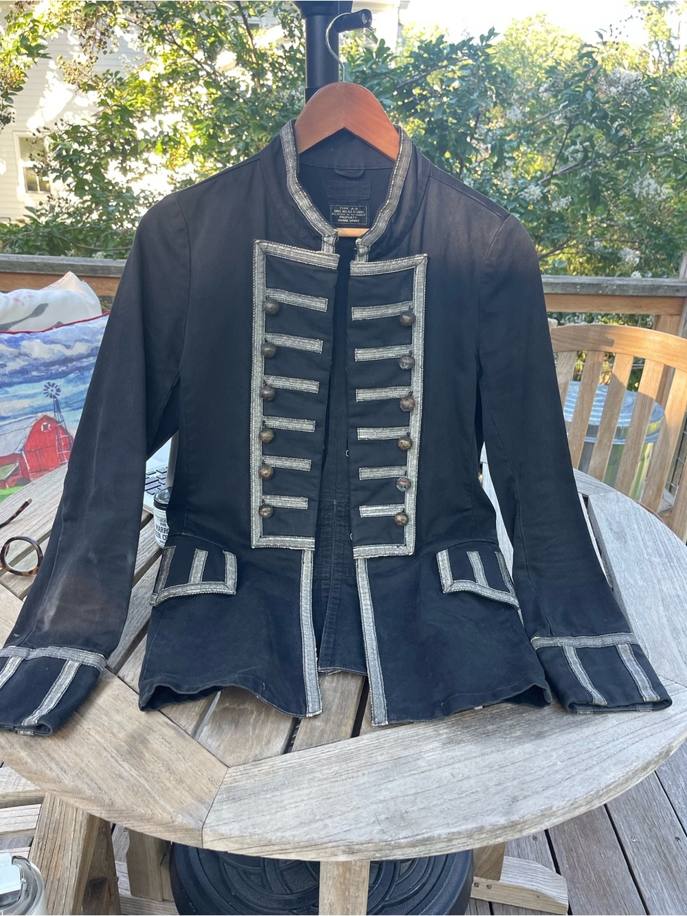 Share Spirit Black Military-Style Jacket with Silver Trim